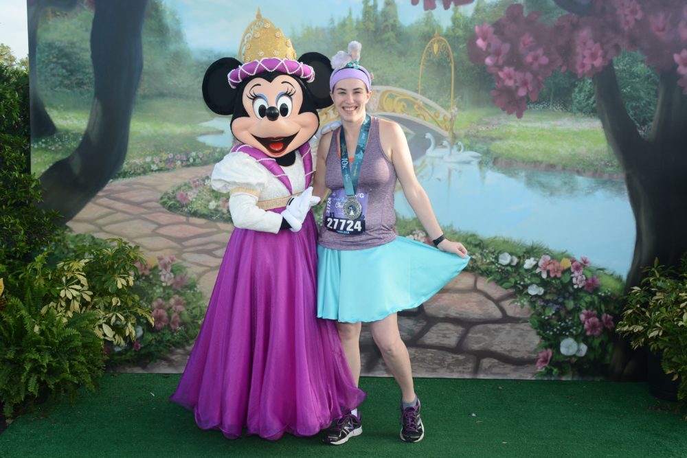 Chelsea with Princess Minnie after the Princess 10K.