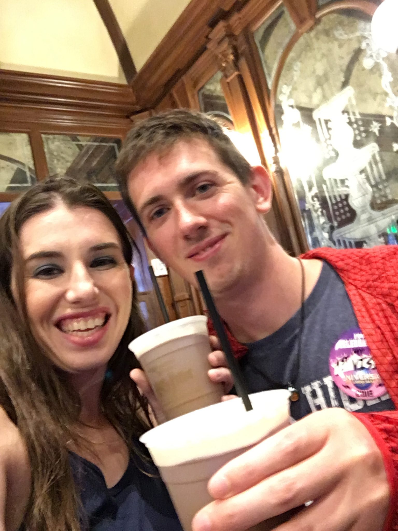 Chelsea and Robby with butterbeers.