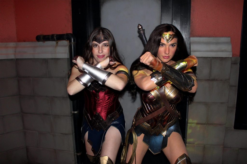 Chelsea with Wonder Woman at the Wax Museum.