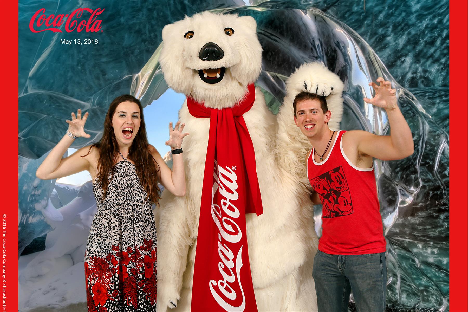 Chelsea and Robby with the Coca Cola Bear.