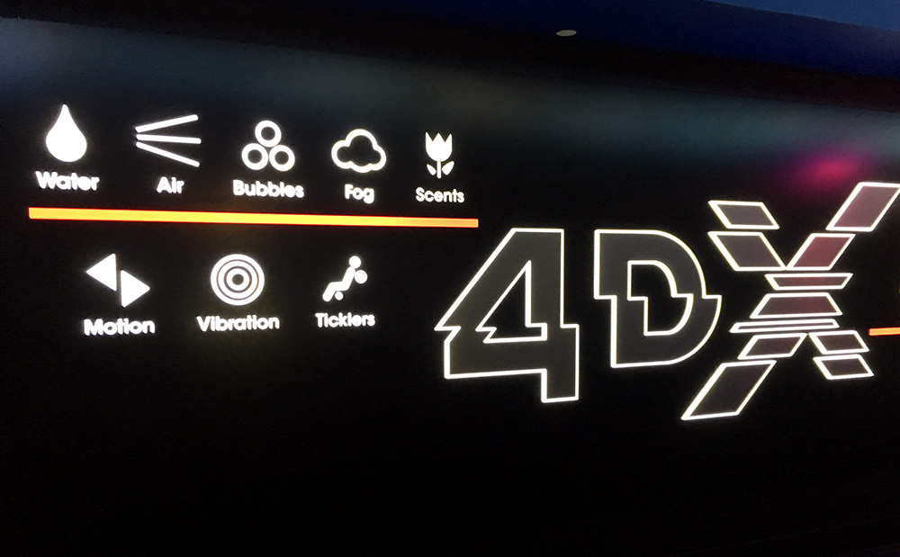 4DX sign listing types of effects