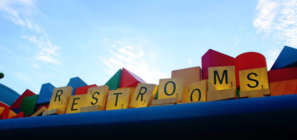 Toy Story Land restroom sign.