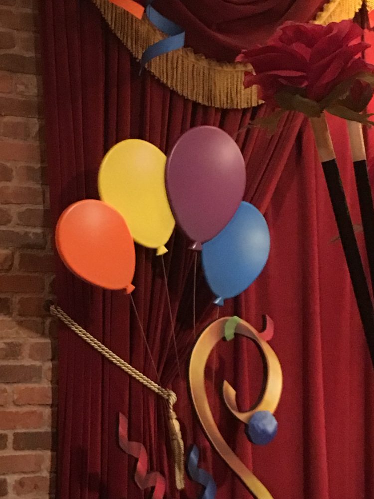 Balloon decorations at Town Square Theater for Surprise Celebration