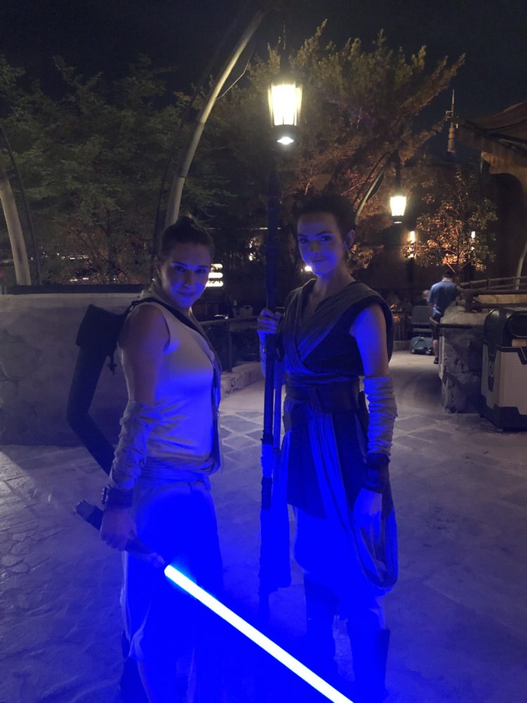 Chelsea and Rey in Star Wars Galaxy's Edge