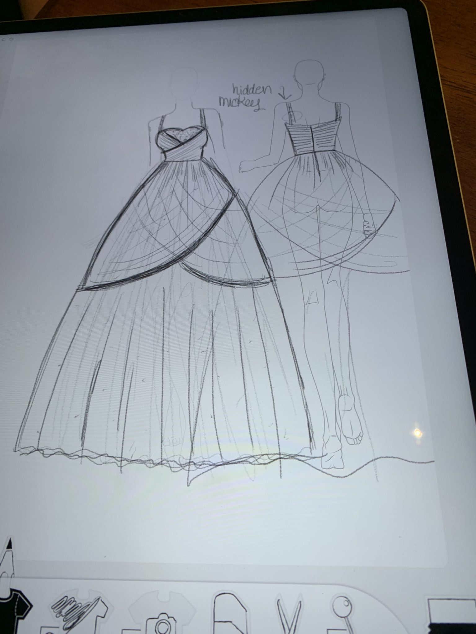 Sammi's first sketch of the dress
