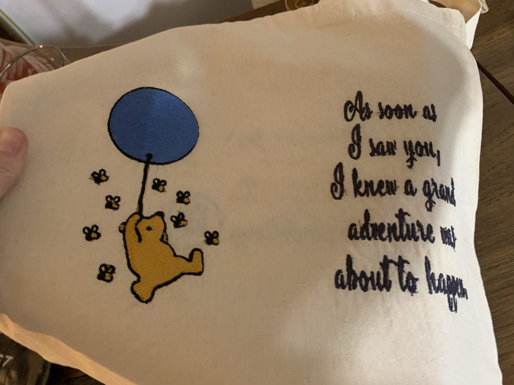 Pooh quote on the Welcome Bags.